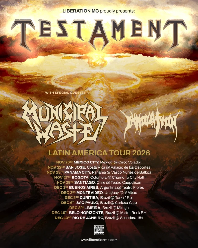 Cartaz Testament, Municipal Waste e Immolation